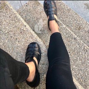 BLACK Caged VEGAN GLADIATOR CHUNKY SANDAL